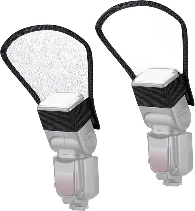 waka Flash Diffuser Reflector Kit - Bend Bounce Flash Diffuser+ Silver/White Reflector for Speedlight, Universal Mount for Canon, Nikon, etc.