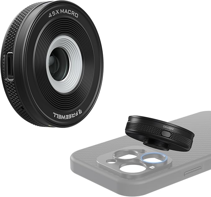 Freewell 45x Macro Lens for Smartphones 17mm Threaded Extreme Detail Close-Ups Lens for iPhone & Samsung