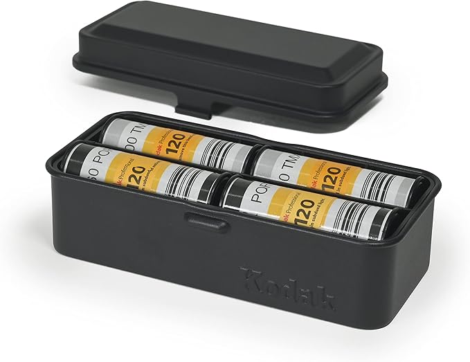 KODAK 120/135 Film Case - for 8 Rolls of 120 Films / 10 Rolls of 35mm Films - Retro Steel Case to Sort & Safeguard Film (Black) (Film is not Included)