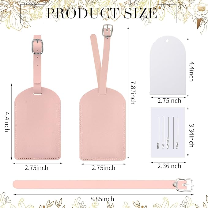 Amylove 48 Sets Leather Luggage Tags Bulk Wedding Favors Luggage Tags for Guests Bridal Gifts Wedding Bridal Shower Gift PU Leather with Name ID Card Tag for Guests