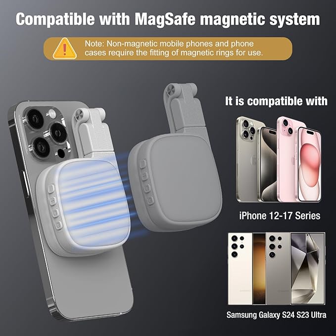 Diyife Magnetic Selfie Light for Phone, [Compatible with MagSafe] CRI95, 3 Modes, 45 LED, 360° Rotatable Phone Light with Foldable Mirror, Portable Selfie Ring Light for Zoom Makeup Video Conference