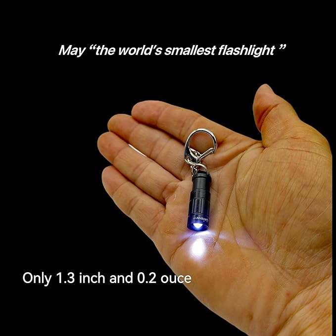 e1 Smallest Keychain Flashlight Micro Tiny Mini Keychain Light Long-Lasting Safety Light for Everyday Carry Emergencies Outdoor Dog Walking Hiking Camping Nice Gift for Parents Kids
