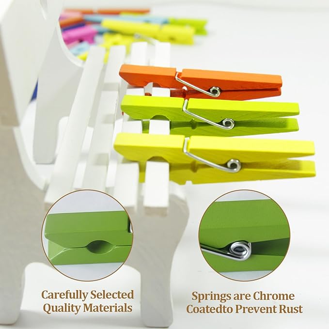 1.35 Inch Mini Clothes Pins for Photo,100 pcs Colorful Small Clothes pins,Mini Photo Clips Ideal for Crafts, Decorations and DIY Project