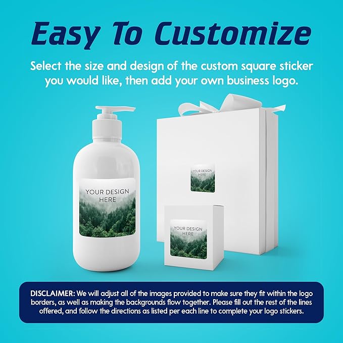 100 Custom Vinyl Stickers - Upload Your own Image, Text, Design, Logo - Personalized Logo Labels for Handmade, Packaging, Bottle, Jars, Candle, Brand Stickers (Foggy Valley, 5x5 Square)