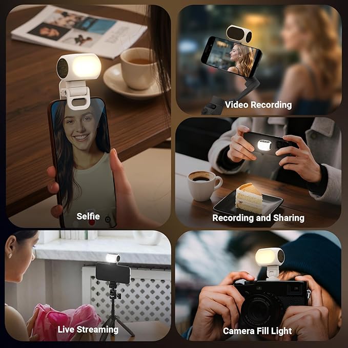 NEEWER Basics Magnetic Selfie Fill Light with Phone Clip/Cold Shoe Mount Compatible with DJI OSMO Mobile 7P 7 SE ZHIYUN Gimbal iPhone, CRI90+ 800mAh Small LED Camera Video Recording Lighting, NL40B