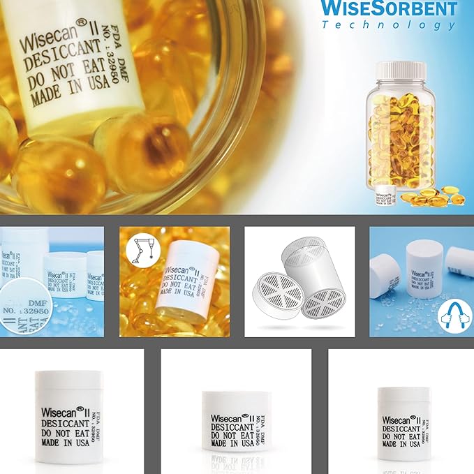 1 Gram 4000 Pack Silica Gel Canister, Desiccant Canister, Silica Gel Capsules, Desiccant Capsules, Moisture Absorbers for Food Storage, Food Safe Dehumidifiers Wisecan