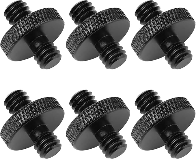 6 Pack 1/4" Male to 1/4" Male Threaded Tripod Screw Adapter Double Sided Standard Mounting Thread Converter for Camera Cage Mount