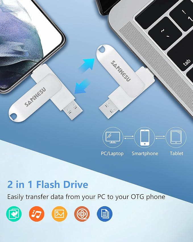 256GB USB C Flash Drive 3.1,Read Speed Up to 150MB/s, USB A and Type C OTG USB Thumb Drive, Dual Memory Sticks Compatible with Android Phones/PC/Laptop/Macs(Silver)