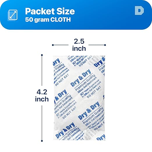 Dry & Dry 30 Gram [5 Packets] Silica Gel Packets Desiccants, Silica Packets - Rechargeable Silica Gel Packs, Moisture Absorbers, Desiccants Packets, Silica Gel