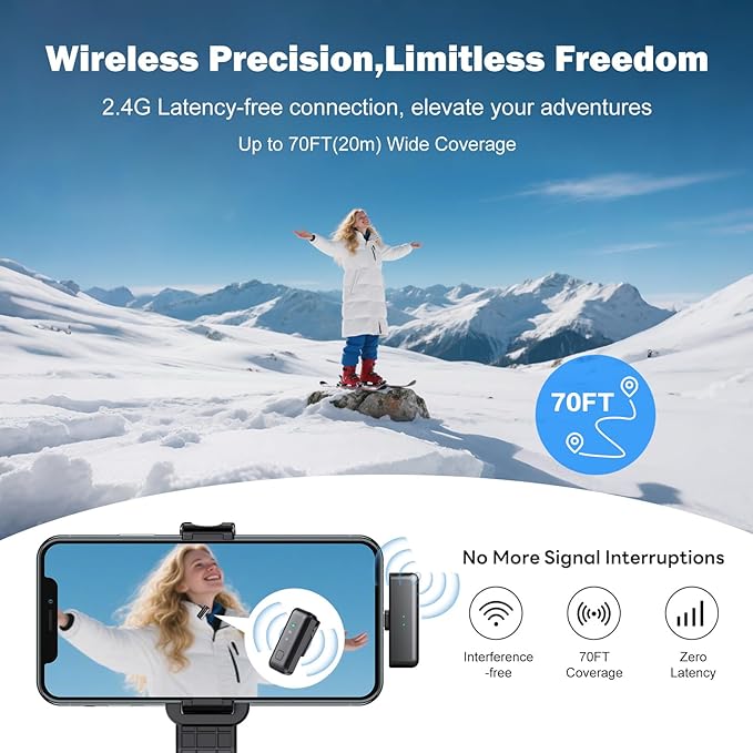 Wireless Microphone for iPhone 15 16, Android, Lavalier Mini Mic for Video Recording, Vlogging, Podcast, Clip on Lapel Microphone with Noise Reduction, 20H Charging Case, 70FT Transmission
