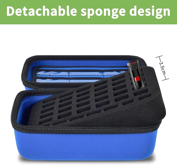 USB Flash Drive Case, SD Card & Memory Stick & Thumb Drives Pouch for SanDisk, for Samsung, Hard Shell Protective Storage Organizer - for IT Admins, Photographers & Film Crews - Box Only- (Blue)