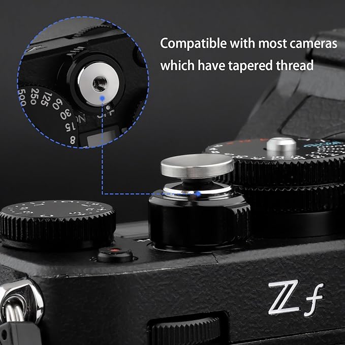 Haoge Metal Shutter Release Button for Fujifilm XM5 XE5 X-E4 X-E2S X-E3 X-T2 X-T3 X-T10 X-T20 X-Pro1 X-Pro2 X100 X100T X100S X100F X100VI X100V and Leica M6 M7 M9 M10 M-E M-P Concave Surface Silver