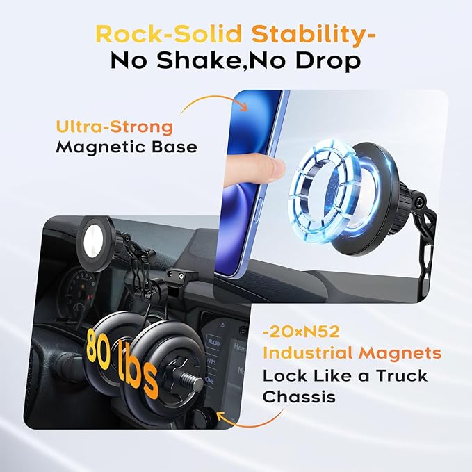 Magnetic Phone Mount for Toyota Tacoma 3rd Gen 2016-2023, 360 Rotatable and Adjustable, Direct Fit in Dashboard, Phone Holder N52 Magnet Cradle for Toyota Tacoma Accessories
