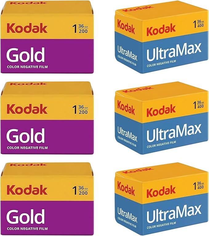 Kodak Ultramax 400 & Gold 200 35mm Film Bundle - 6 Rolls (36exp Each) - Includes Balveli Microfiber Cloth
