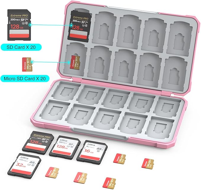 THELIFELICIOUS SD Card Holder Memory Card Case for SD/TF Cards, Memory Storage Organizer for 20 SDXC SDHC and 20 TF Cards