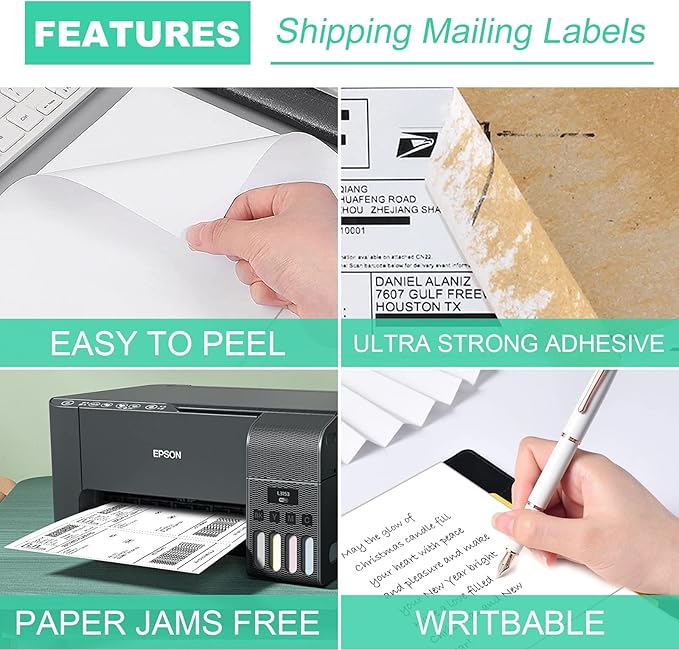 Half Sheet 8.5x5.5inch Shipping Mailing Label 4000 Counts, 2 Labels Per Sheet 8.5 x 11 for Laser & Inkjet Printer, Permanent Adhesive Label Square Corner (2000 Sheets)