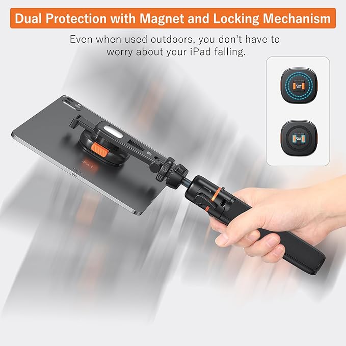VRIG Tripod Mount Adapter for iPad, Magnetic Quick-Release Adapter Compatible with Smartphones and Tablets, 1/4" Thread & Cold Shoe Interface for Tripods, Cameras, Monopods, Handles, MG-03L