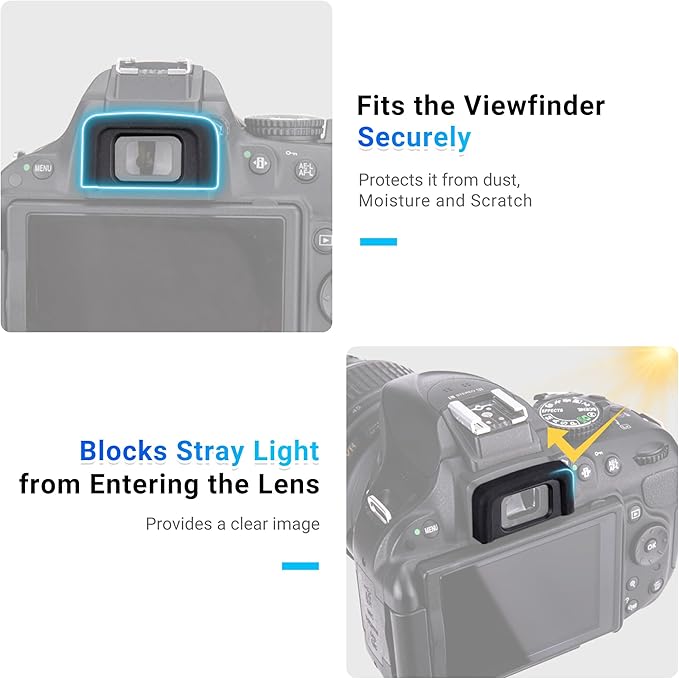 JJC 2-Pack Eyecup Eyepiece Eye Cup Viewfinder for Nikon D3400 D3500 D3200 D5100 D5200 D5300 D5500 D5600 D5000 D3300 D3100 D3000,Replaces Nikon DK-25 Eyecup Eyepiece