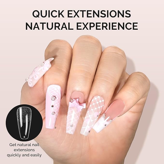 MelodySusie Long Coffin X Nail Tips - 300Pcs 15 Sizes Clear Acrylic, Half Matte Full Cover Press on Nails for DIY Extension & Salon Use,Pre-Shaped for Long-Lasting Manicure
