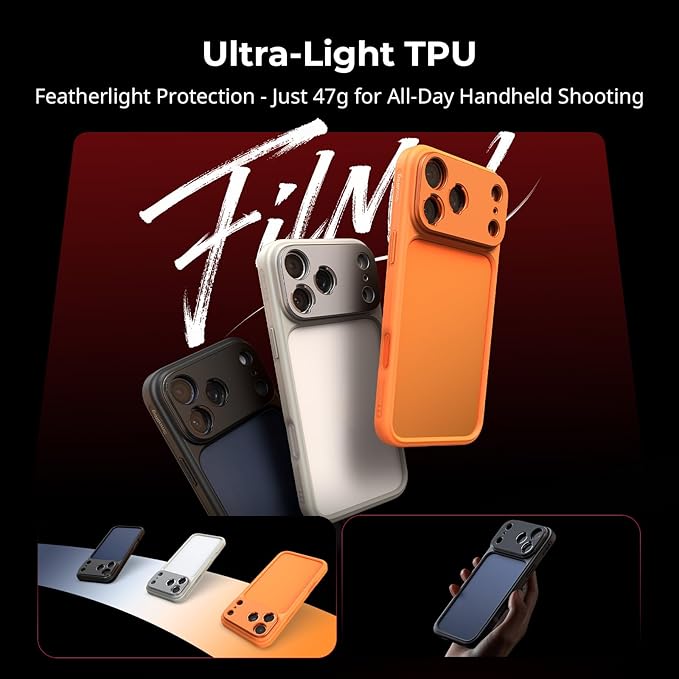 SMALLRIG FilMov Bumper Phone Case for iPhone 17 Pro, Hollow Back Design with Lens Backplate, 67mm Filter Adapter Compatible with Phone Gimbal Stabilizers, for DJI for Insta360, Gray- 5791
