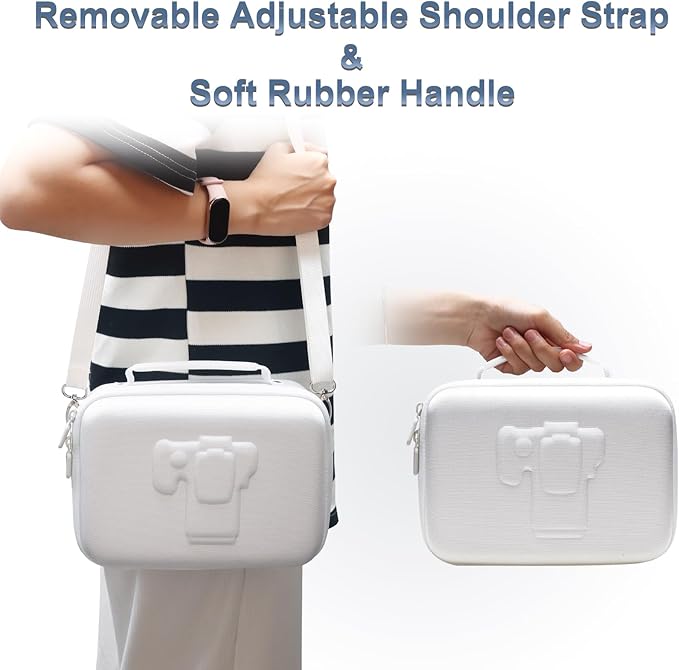 Camera Case Compatible with Canon EOS Rebel T7/R50/R6 Mark II/R100/R50 V/T6/R8/R10/R5 Mark II/RP/R7/5D Mark IV/SL3/R5/T100 DSLR SLR Camera, Len and Tripod with 4 Dividers and Shoulder Strap, White