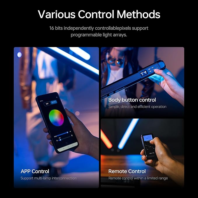 VILTROX 2 Pack LED Stick Light Kit, 30W Full Color LED Tube Light with Built-in 14.8V/3300mAh Battery and USB-C 35W Fast Charging, RGBW Video Light for Photography and Filmmaking (K90 Kit)