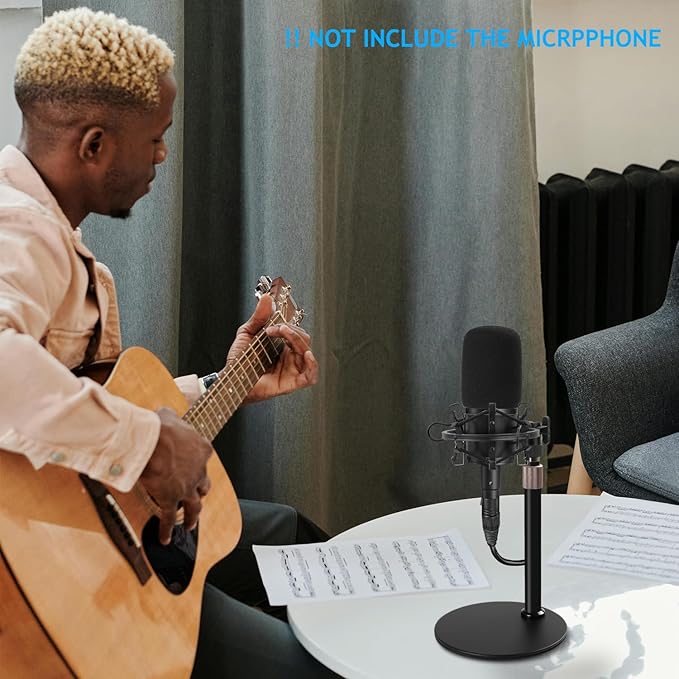 Desk AT2020 Stand, Adjustable Metal Table Mic Stand with Shock Mount for Audio Technica AT2020 AT2020USB+ AT2035 ATR2500x Condenser Studio Microphone by Frgyee