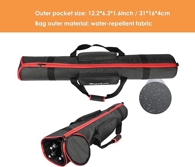 MagicLine Tripod Carrying Case Bag 47.2x7.9x7.9inch, with 2 Outer Pockets+1 Inner Pocket+3 Inner Compartments, Padded Carry Case for Light Stands,Mic Stands,Tripods,Monopods