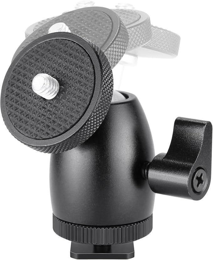 Neewer Mini Tripod Ball Head Mount, 1/4 inch Screw with Phone holder, Lock and Hot Shoe Mount Adapter Compatible with Compact DSLR Camera, LED Light,Ring Light,Load Up to 4.4 pounds/2 kilograms