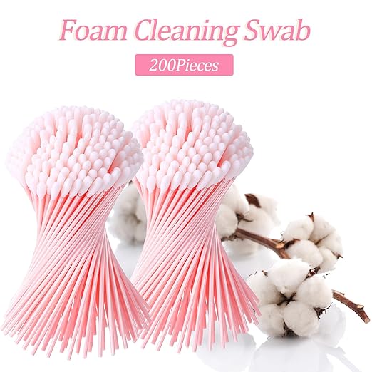 Chinco 200 Pieces Foam Swab Sponge Swab Foam Tips Sponge Stick for Inkjet Printer Print Head Camera Optical Lens Optical Equipment(Light Pink,6.42 Inch)