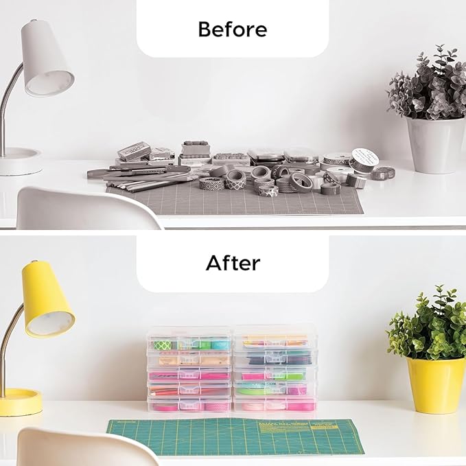 IRIS USA 5" x 7" Photo Storage Box Craft Keeper Cases, 10-Pack, Organization Task Holders for Pictures, Tasks, Scrapbooking, Stationery Storage, Ephemera, Stickers & Art Supplies, Clear