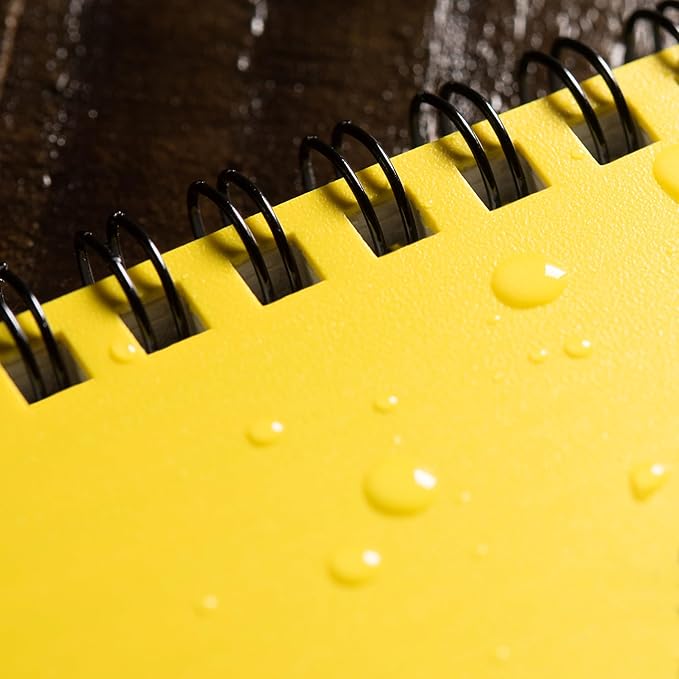Rite In The Rain Weatherproof Side Spiral Notebook, 4.625" x 7", Yellow Cover, Metric Field Pattern (No. 363)