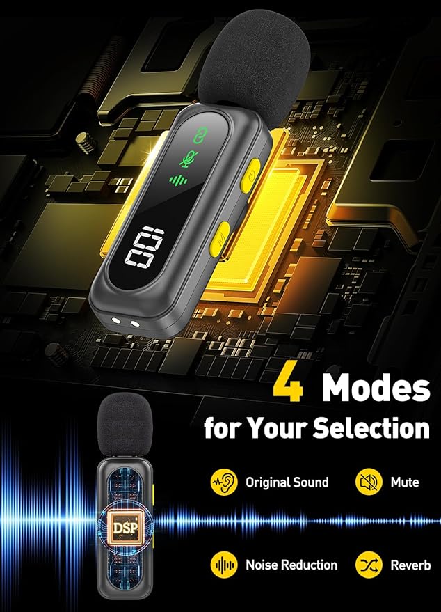 Wireless Microphone for iPhone, iPad, Android, Mini Microphones with LED Indicator & Noise Reduction, Magnetic Clip on Lavalier Microphone for Interview Video Recording Podcast YouTube Tiktok Vlogging