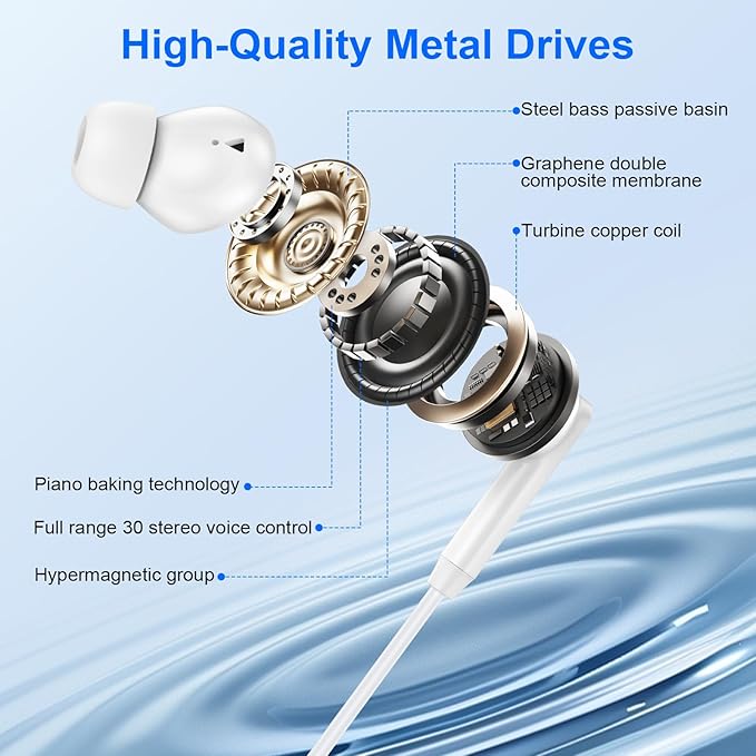 USB C Wired Earbuds Ear Buds for iPhone 17 16 Pro Max 16e 16 Plus 16Pro 15 Pro Max 15 Plus 15Pro 15 USBC in-Ear Headphones Wired Type C iPhone 16 Earbud Earphones Headsets with Microphone for Samsung