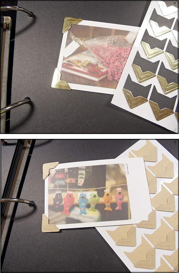 10 Sheet (240-pack) Photo Corners Self Adhesive Photo Foto Corner Stickers for Scrapbooking Personal Journal (Style2-10sheet Gold)