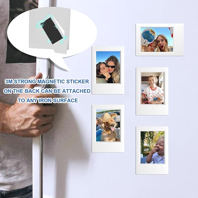 WOGOZAN 2x3 Mini Picture Frame for Fujifilm Instax Mini 12/11/99/90/9/8/SE/EVO Classic Polaroid Frames Wallet Size 2.15x3.4 Inches Photo Picture Frames With Magnetic Stickers (Grey) (10 Pack)