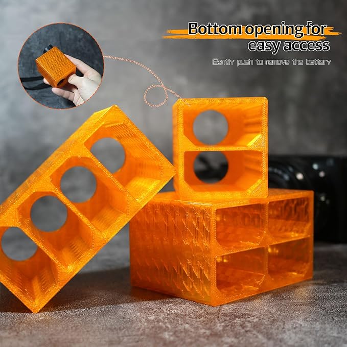 LingoFoto 2PCS Camera Battery Storage Soft Case with 2 Warehouses for Canon LP-E6/LP-E6N/LP-E6NH Camera Battery Protective Pack Case Holder (Orange,Double warehouse)