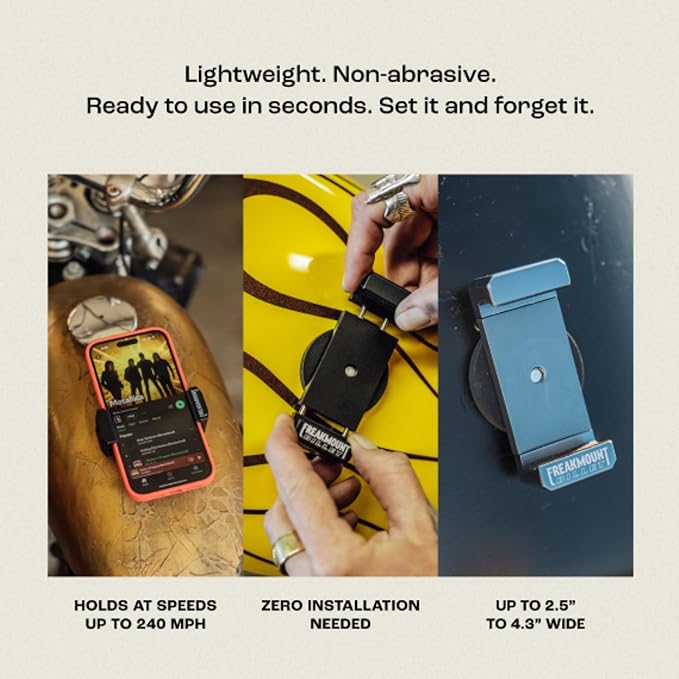 FREAKMOUNT Magnetic Motorcycle Phone Mount - Compatible with Harley Davidson - Premium Billet Aluminum Holder for Gas Tank, High-Speed Magnet Accessories - Fits Most Phones, Electric Yellow