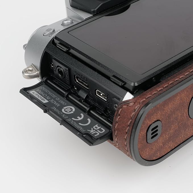 Handmade Genuine Leather Camera Half Case for Fujifilm X-T50 - Top Layer Cowhide Body + Metal Base Plate - Hand Shank Free Design (Dark Brown)