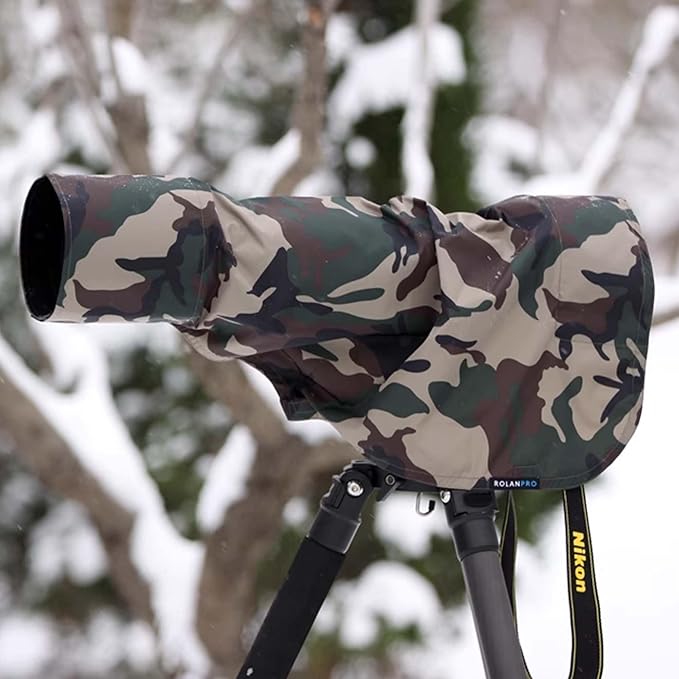 Rolanpro Waterproof Camera Lens Rain Cover Raincoat for Sigma 300-600mm F4 DG OS Sports # Green Camo