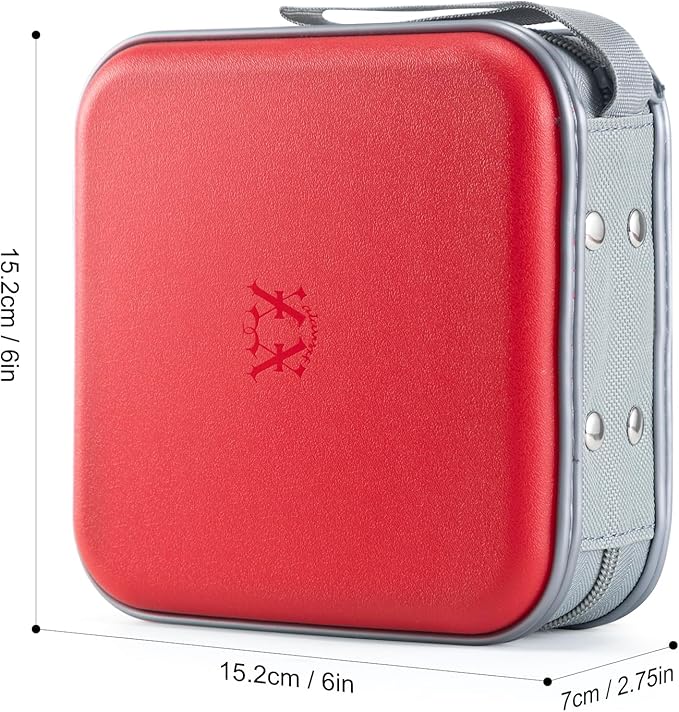 alavisxf xx CD Case, 48 Capacity Hard Plastic DVD Case Portable Zipper CD Holder Large Storage Disc Wallet Bag for Car Home Travel (Red, 48 Capacity)