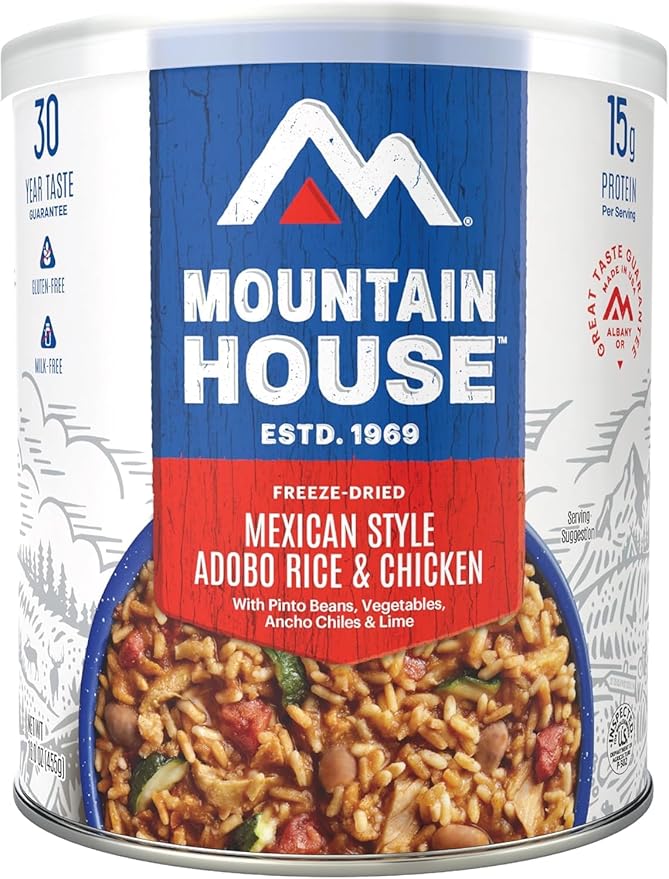 Mountain House Freeze-Dried Mexican Style Adobo Rice & Chicken #10 Can – 7 Servings per Can – Emergency Survival Canned Food for Camping, Hiking, Backpacking & Hunting – Long-Term Storage Meal – 30-Year Taste Guarantee – Pack of 6 – Made in USA