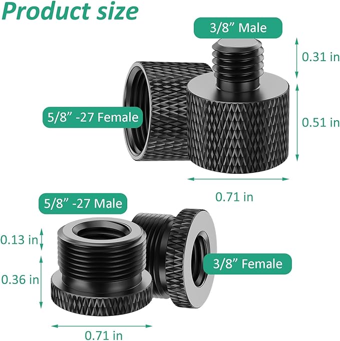 Mic Stand Adapter 5/8 Female to 3/8 Male and 3/8 Female to 5/8 Male Screw Thread Adapter for Tripod Stand Mic Mount ect 8 Pack by Rigych