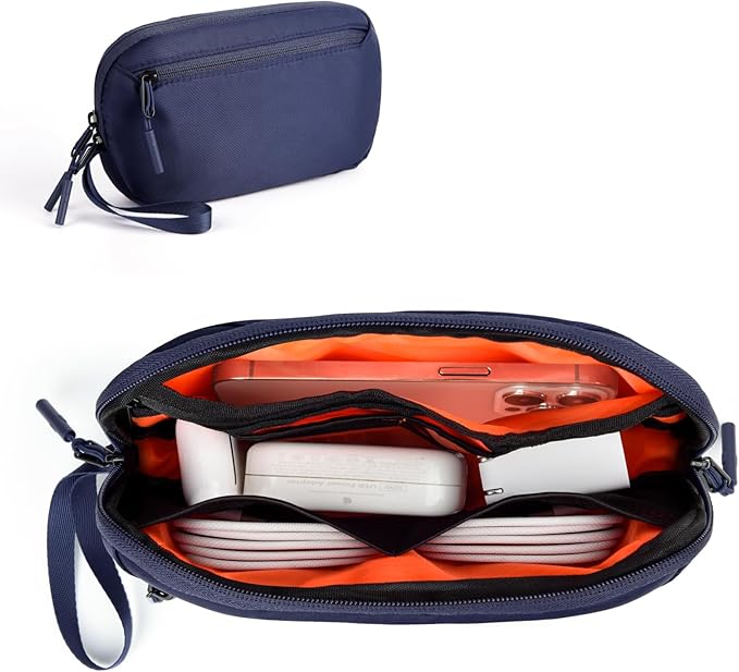 Electronic Organizer Travel Case, Cord Organizer Travel for Charger & Cable, Tech Accessories, Power Bank, Phone, Airplane Essentials (Blue)