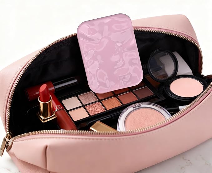 QUELIEN Lighted Compact Mirror, Rechargeable 1X/3X Magnifying Makeup Mirror Portable Natural Daylight Led Travel Makeup Mirror Small Dimmable Illuminated Mirror for Handbag
