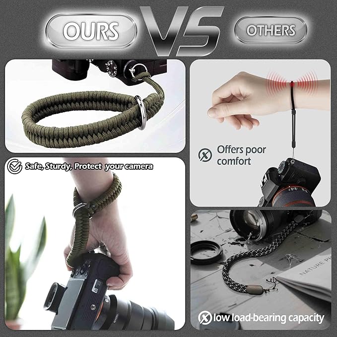 Qiang Ni Camera Wrist Strap - Paracord Quick Release Camera Hand Strap Wrist Lanyard for DSLR or Mirrorless Camera - Green
