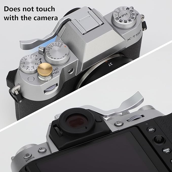 Haoge THB-XT30S Metal Hot Shoe Thumb Up Rest Hand Grip for Fujifilm X-T50 Fuji X-T30 II X-T10 X-T20 X-T30 XT10 XT20 XT30 Camera Silver