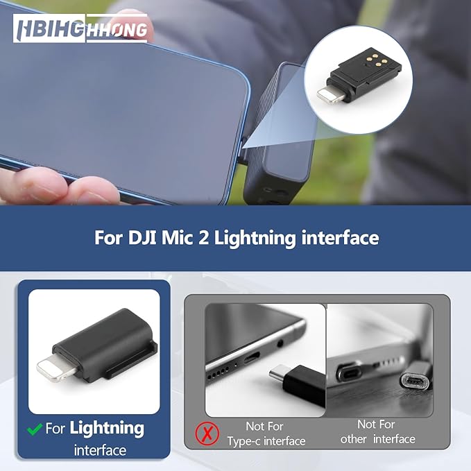 for DJI MIC 2 Lightning Adapter Phone Wireless Microphone Receiver for DJI Mic 2 Adapter Phone PC Tablet Accessories (NOT Applicable to MINI
