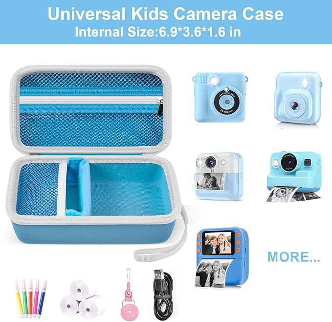Grapsa Case Compatible with ESOXOFFORE for Dylanto for Anchioo for WEEFUN for GKTZ for Amzelas for Mafiti Instant Print Camera for Kids, Film Camera Storage Holder Organizer Bag (Box Only)- Blue