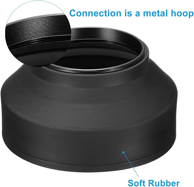 PATIKIL 62mm Camera Lens Hood, Rubber Collapsible Lens Protector Anti-Reflection Blocks Excess Sunlight Enhance Camera Photography for Nikon, for Fujifilm, for Pentax, for Leica